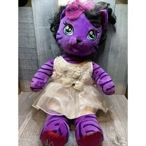 Build A Bear HG Honey Girls Teegan Purple Cat Kitty Plush 20" In White Dress